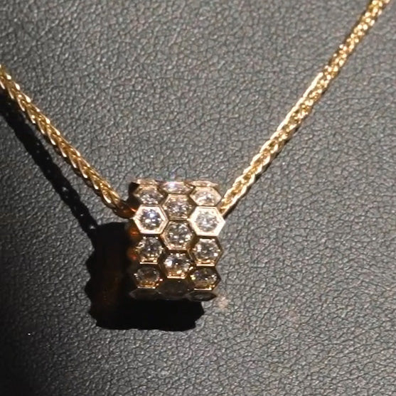 3ctw Round Brilliant Cut Honeycomb Design Necklace -JOSHINY