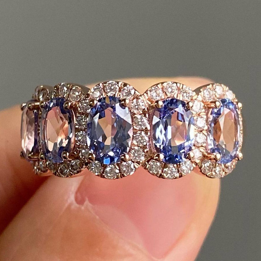 1.5ctw Oval Cut Cornflower Blue lab Sapphire Ring -JOSHINY