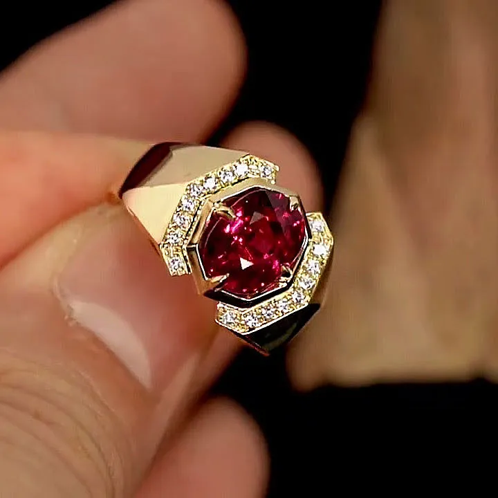 3.2ct Oval Cut Ruby Engagement Ring -JOSHINY