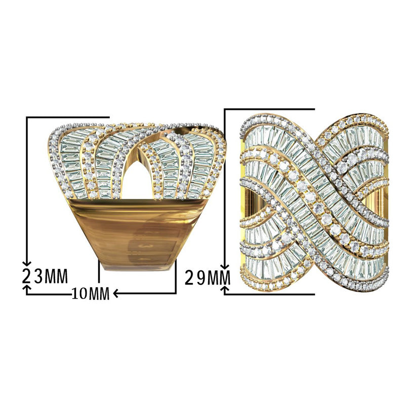 6.9Ctw Baguette and Round Cut Luxury Eternity Crossover Ring-JOSHINY