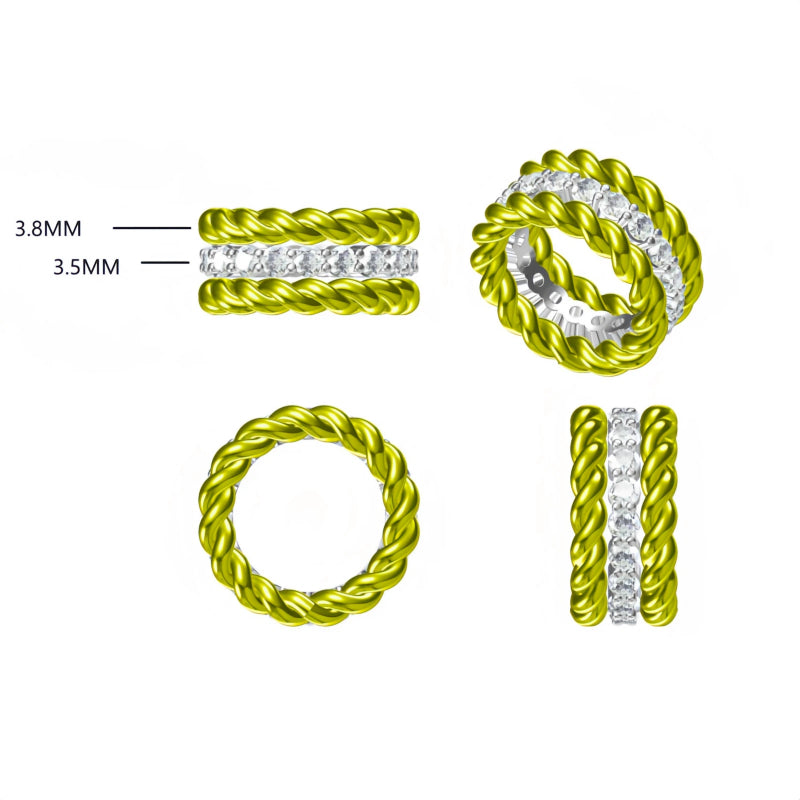 2ctw Round Cut Rope Gemstone Stacking Ring-JOSHINY