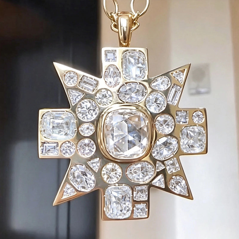 4.5 Ctw Cushion Cut White Cubic Zirconia 925 Sterling SilverPendant Necklace-JOSHINY