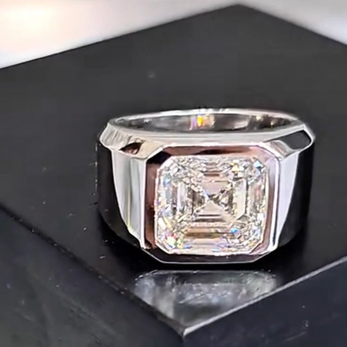 4.3Ct Square Emerald Cut Gemstone Engagement Ring-JOSHINY