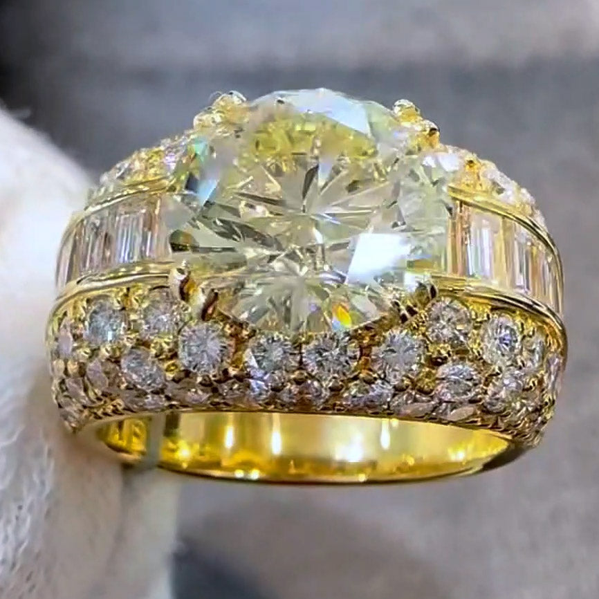 4.05ctw Round Baguette Cut Classic Gemstone Engagement Ring-JOSHINY