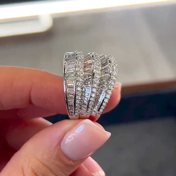 5ctw Multi-Row Fluted Gorgeous Diamond Ring -JOSHINY