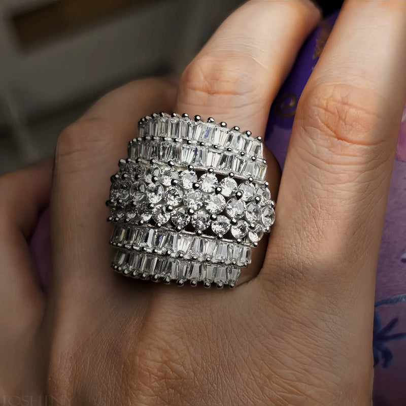 8.0ctw Baguette and Round Cut Gorgeous Gemstone Ring-JOSHINY