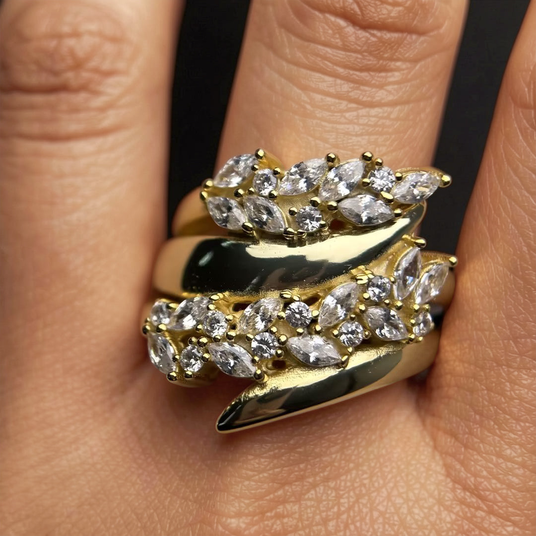 1.2ctw Marquise Cut Leaf Multi-Hoop Gemstone Ring -JOSHINY