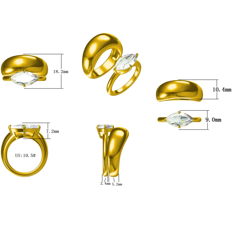 5ct Marquise Cut Chunky Stacking Ring -JOSHINY