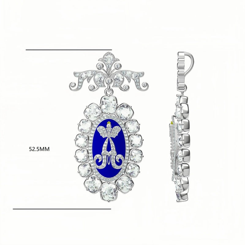 19th century vintage gemstone letter brooch-JOSHINY