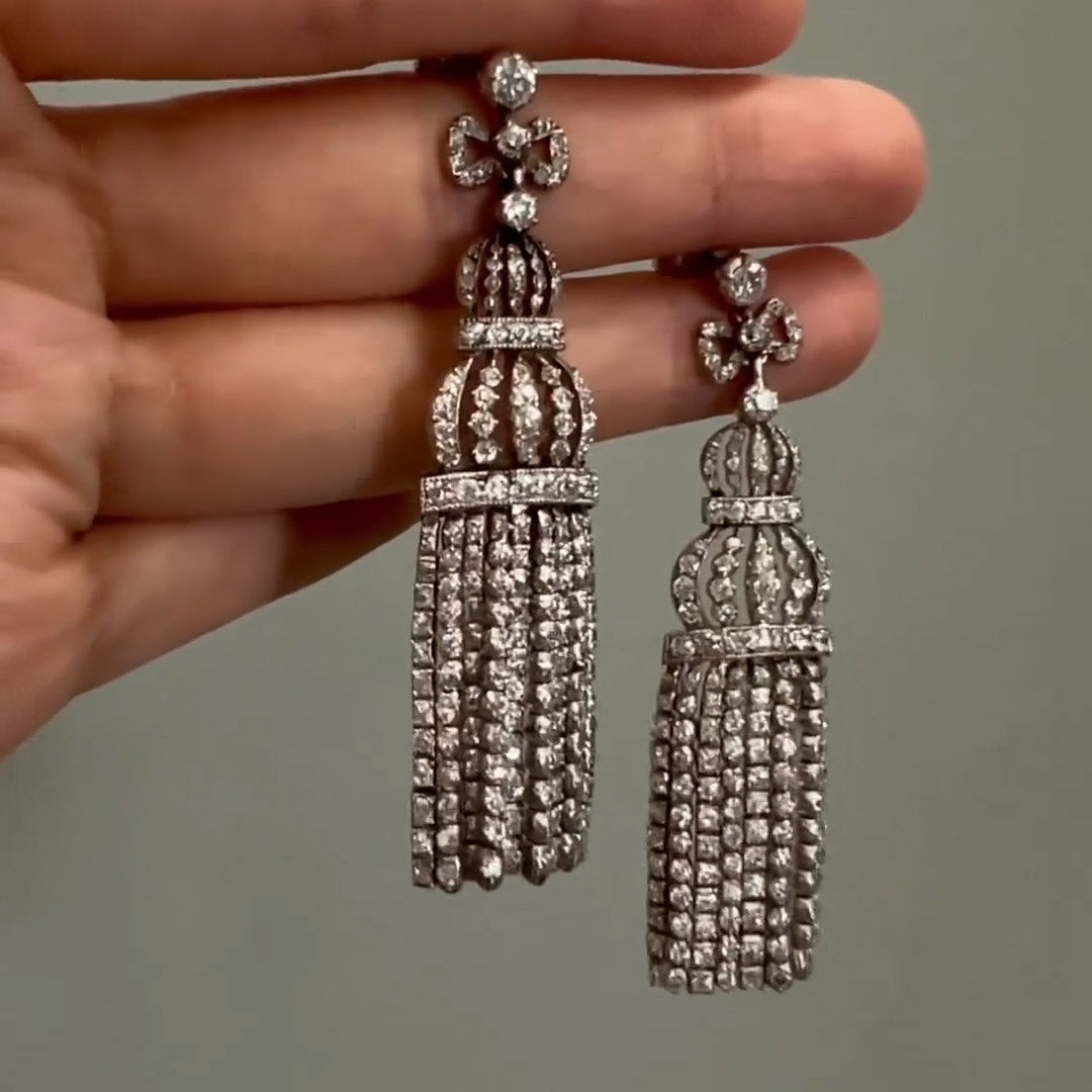 10ctw vintage tassel gemstone earrings -JOSHINY