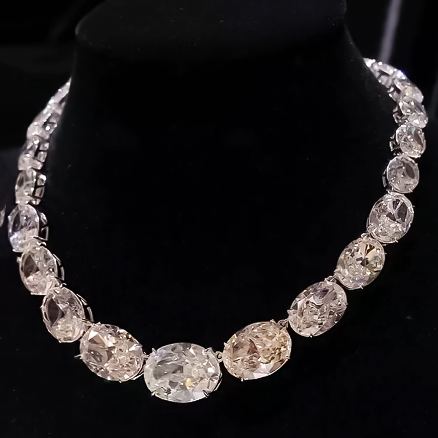 Classic 100 ctw Oval Cut White Gemstone Full Circle Necklace -JOSHINY