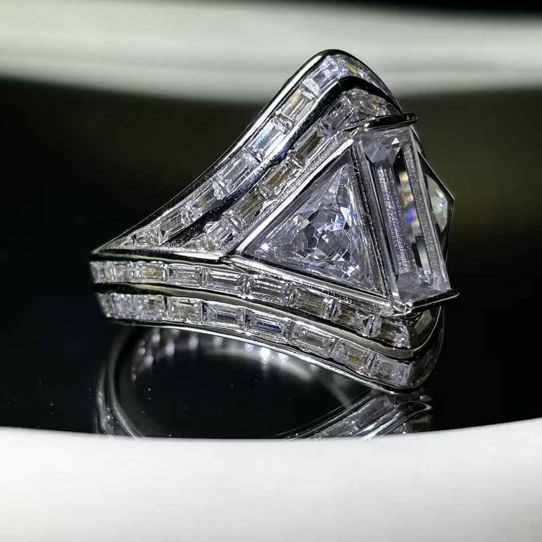 5 Ctw Baguette Cut White Cubic Zirconia 925 Sterling Silver Ring-JOSHINY