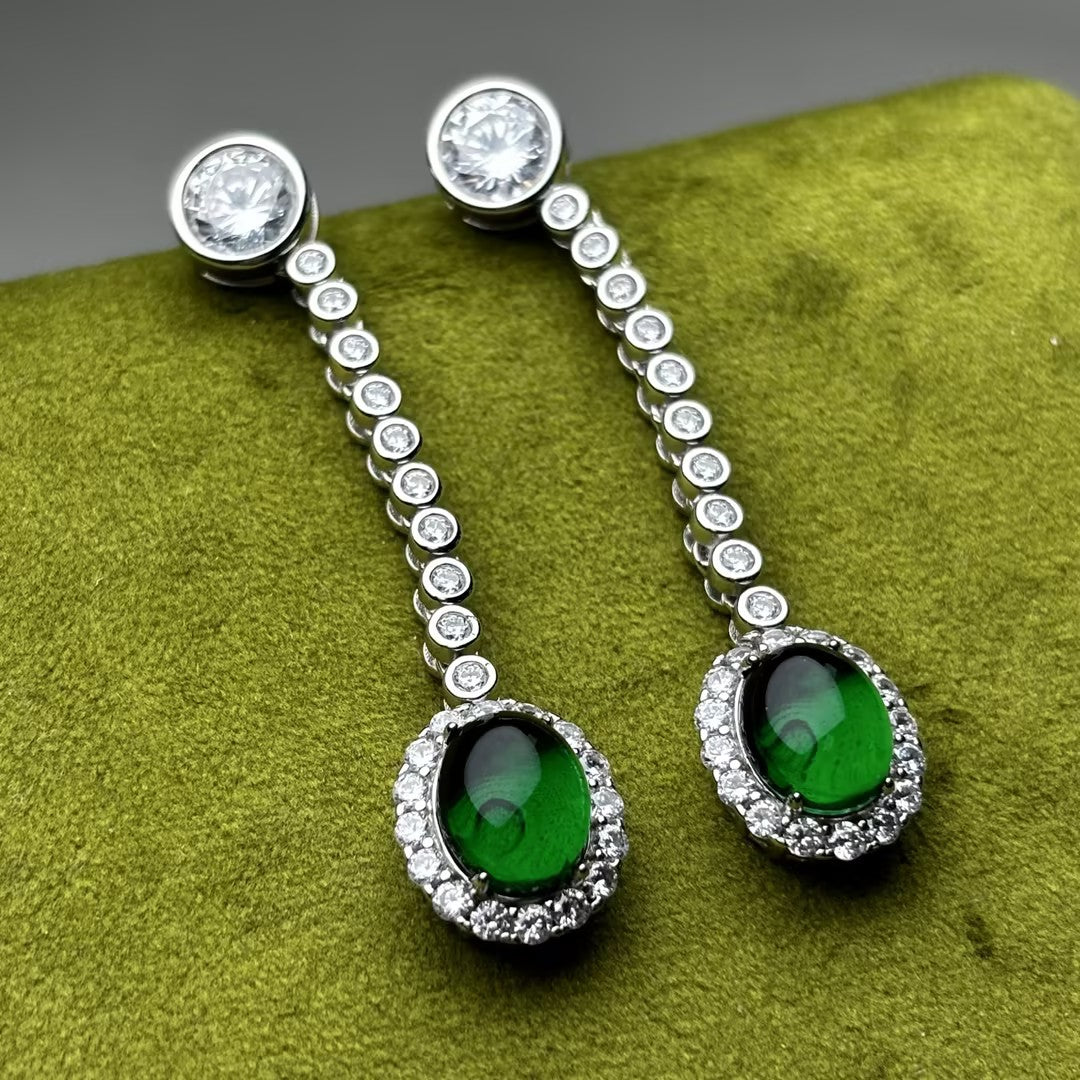 4.0Ctw Emerald Luxury Gemstone Earrings-JOSHINY