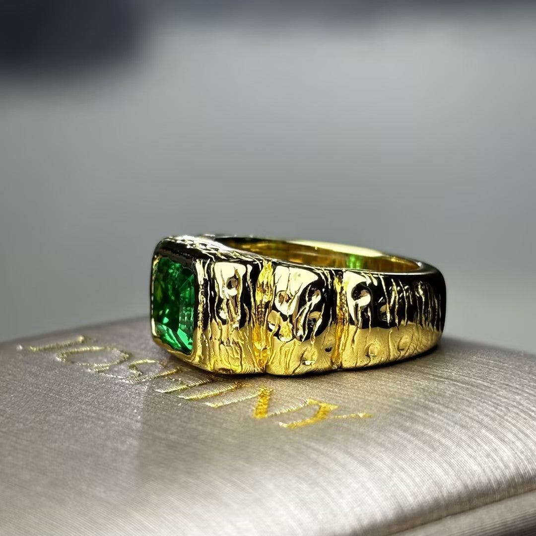 3Ctw Vintage Men's Emerald Ring-JOSHINY