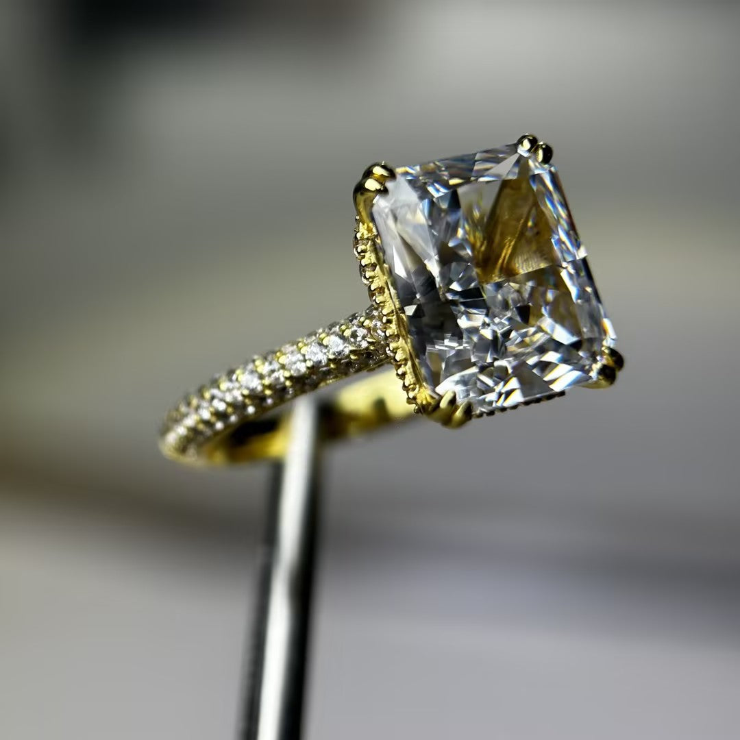 4.06ct elongated Cushion Cut Bypass Gemstone Engagement Ring -JOSHINY