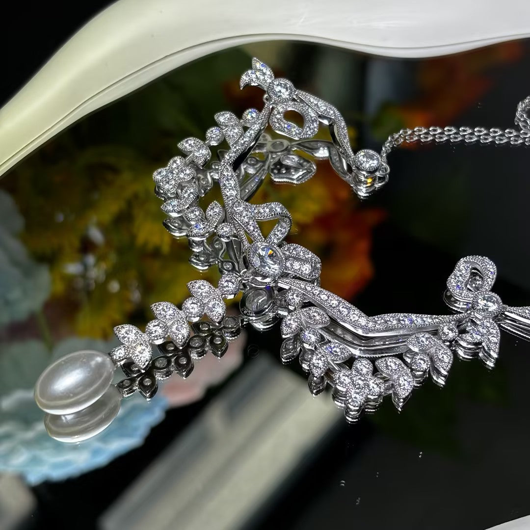 30 Ctw Multi Cut White Cubic Zirconia 925 Sterling Silver pendant necklace-JOSHINY