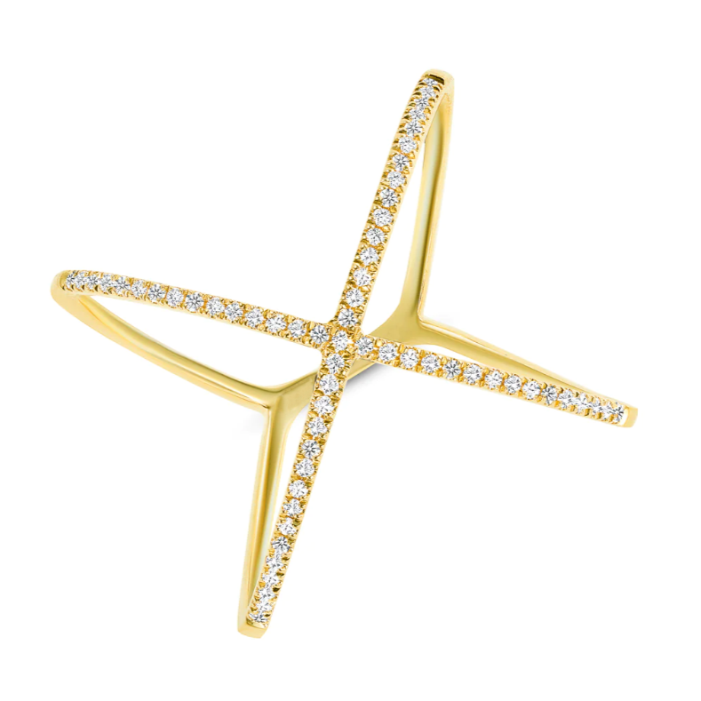 Fashionable Simple 0.2ct Round Cut White Gemstone Cross Ring -JOSHINY