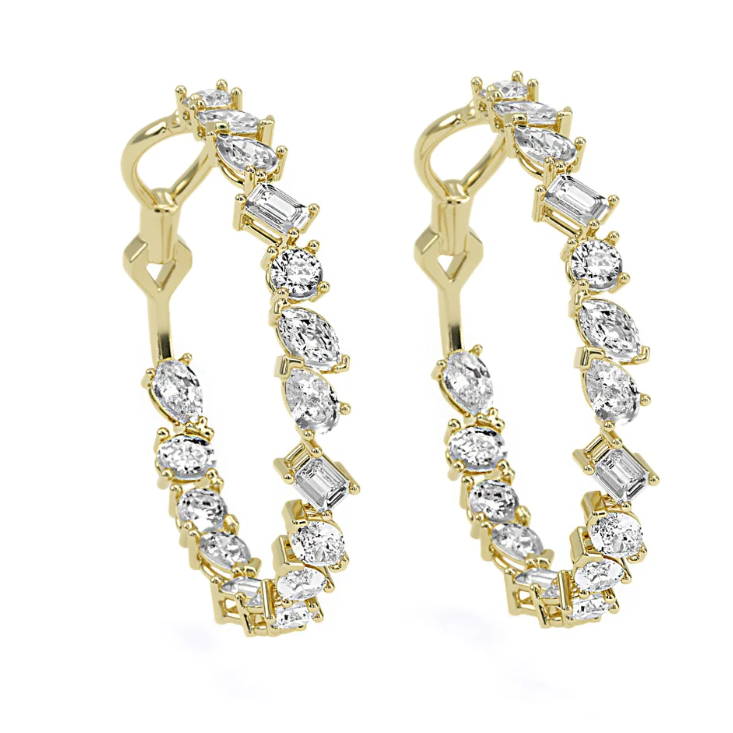 5.2ctw Multi-Cut White Gemstone Hoop Earrings -JOSHINY