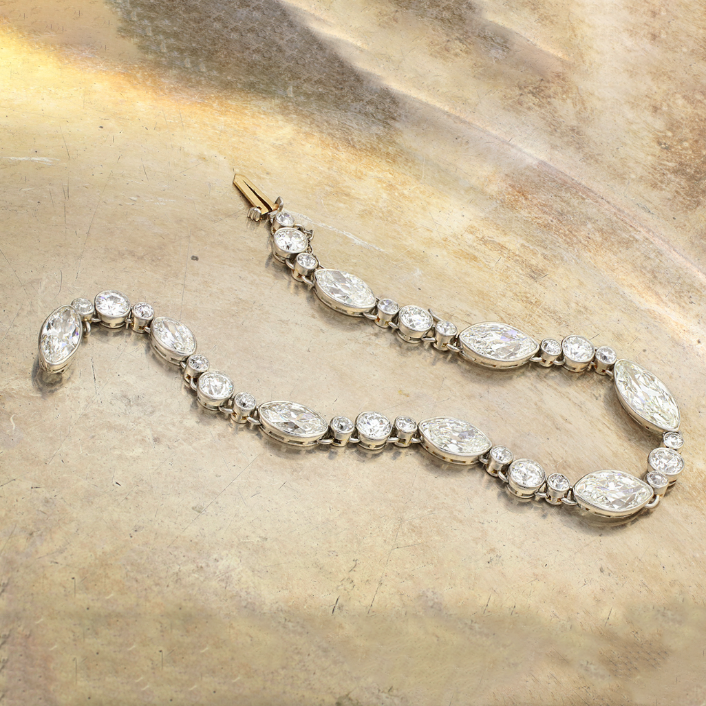 11 Carat Marquise&Round Cut White Gemstone Vintage Bracelet -JOSHINY