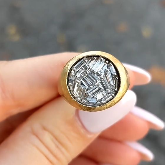 1.5ctw Baguette Cut White Gemstone Seal Ring -JOSHINY
