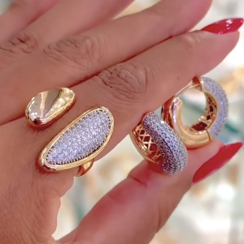 4CTW Round Cut White Cubic Zirconia Vintage 925 Silver Ring & Earrings Jewelry Set-joshiny