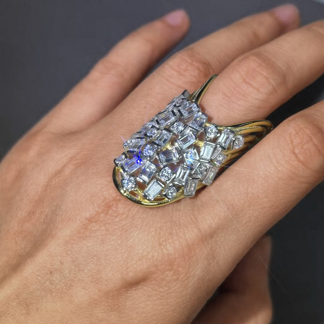 2.0ctw Emerald Round Cut U Shape Fashion Ring-JOSHINY