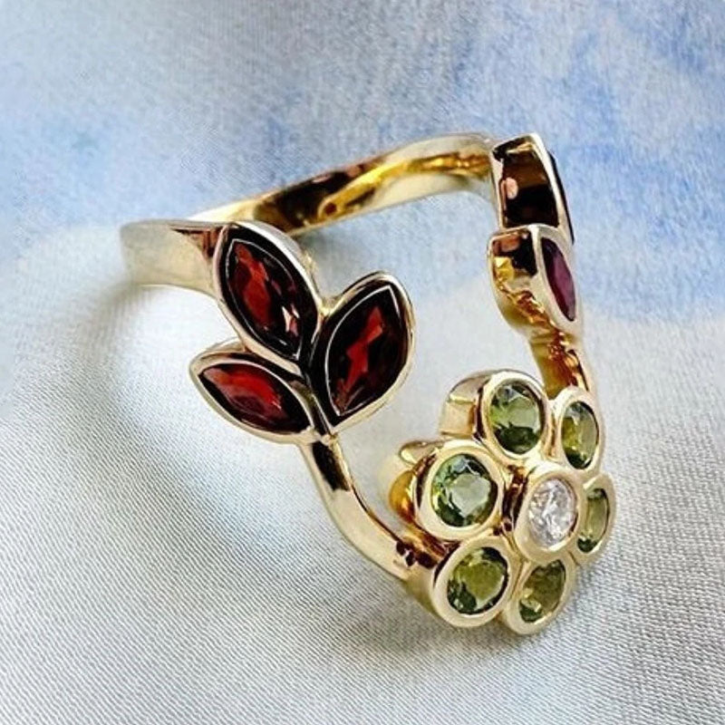 2.0ctw Vintage Flower Cocktail Ring -JOSHINY