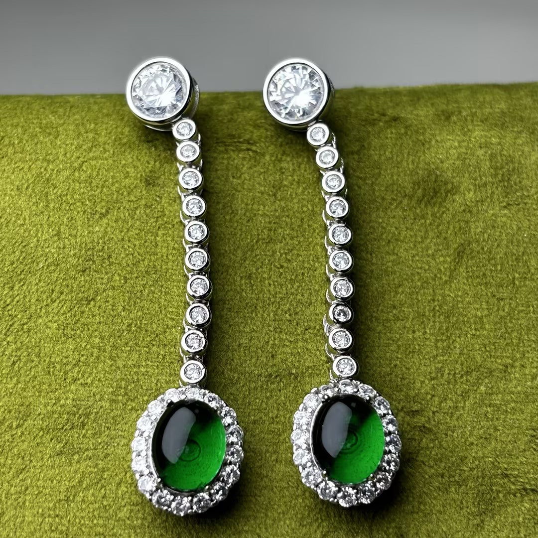 4.0Ctw Emerald Luxury Gemstone Earrings-JOSHINY