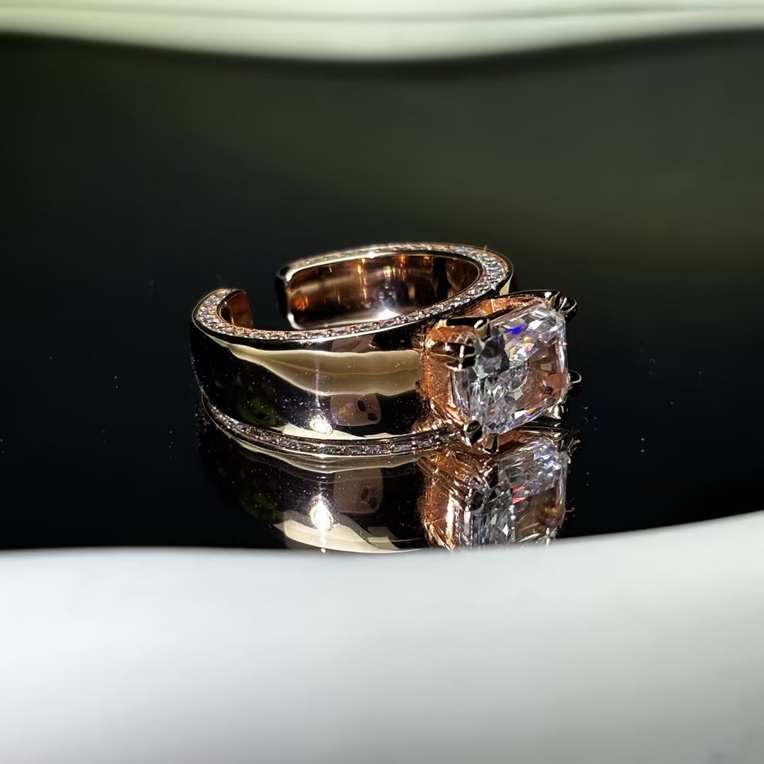 3.5 Ct Radiant Cut Open Top Gemstone Engagement Ring-JOSHINY