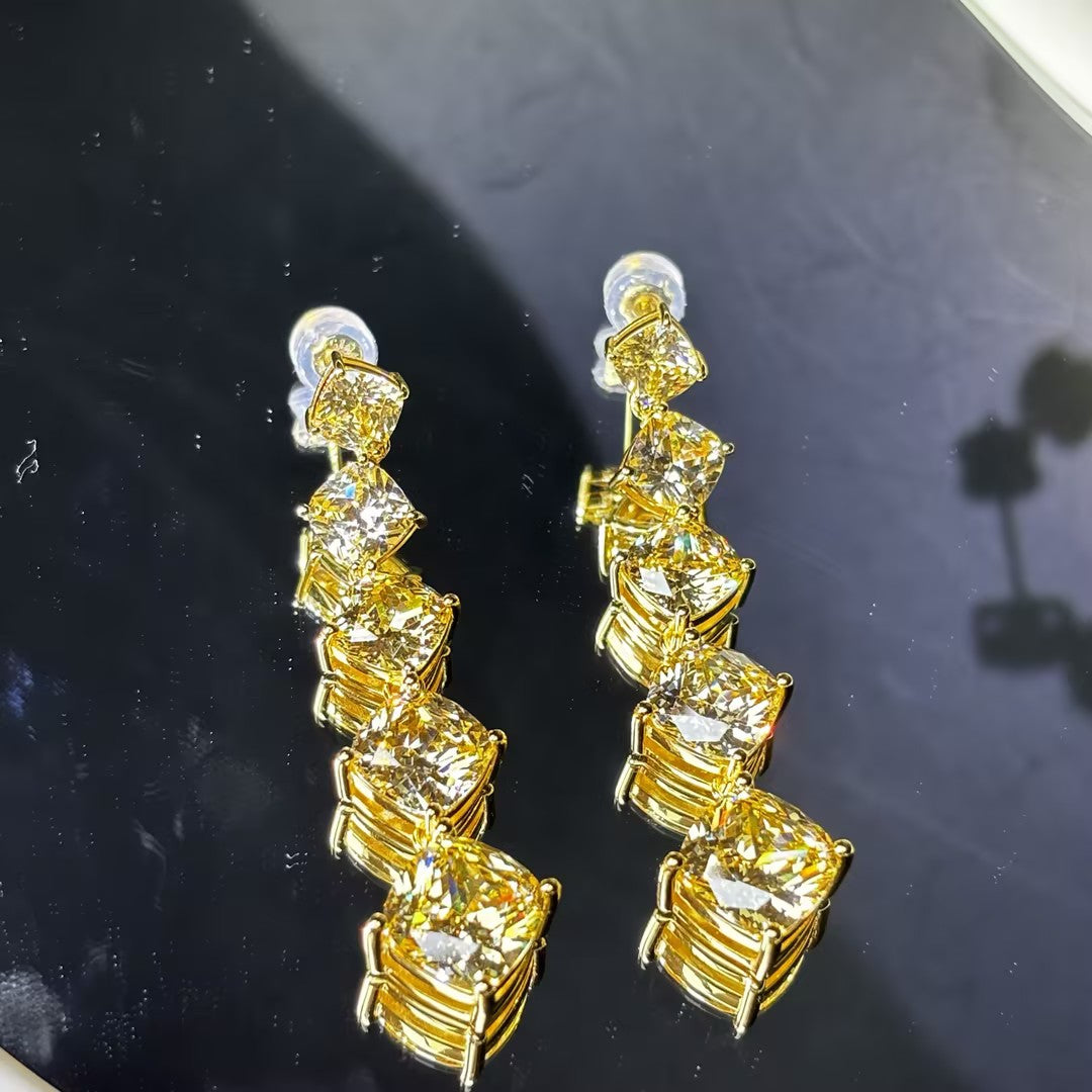 6Ctw Yellow Gemstone Teardrop Earrings-JOSHINY