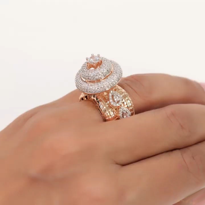 3.3ctw Rose Gold Cocktail Queen Gemstone Ring -JOSHINY