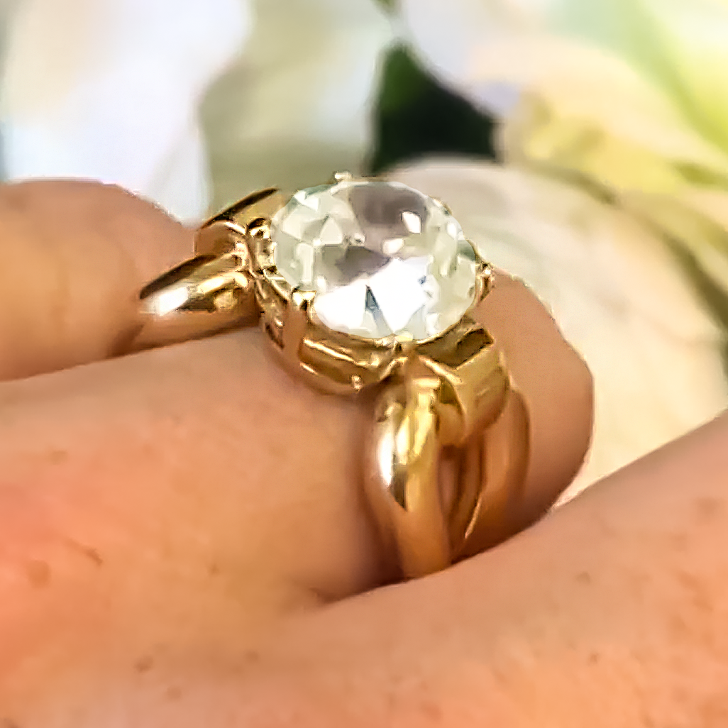 Vintage 5 ctw Round Cut White Gemstone Engagement Ring -JOSHINY