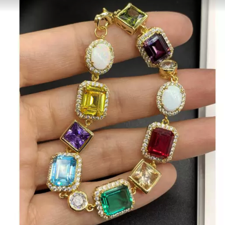 Gorgeous 50 ctw Multi-Cut Multi-Color Gemstone Bracelet -JOSHINY