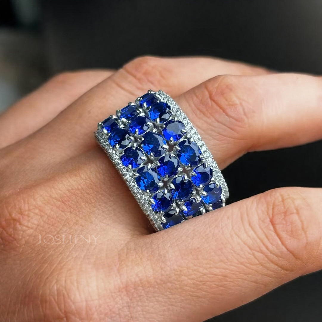 5.0ctw 5 Row Sapphire Eternity Band-JOSHINY