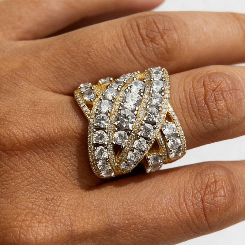 3.30ctw Delicate Rose Gold Crossover Ring -JOSHINY