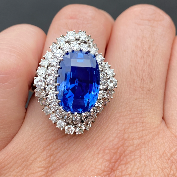 Gorgeous 8 ctw Cushion Cut Sapphire Cocktail Ring -JOSHINY