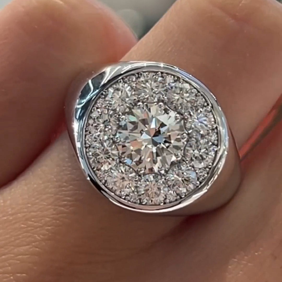 Stunning 5ct Round Halo Hallmarked Ring -JOSHINY