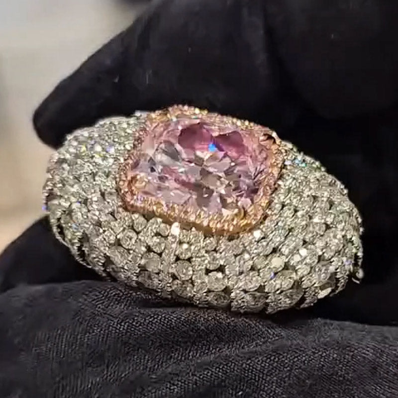 6.9ctw Goose Egg Shaped Pink Morganite Ring -JOSHINY