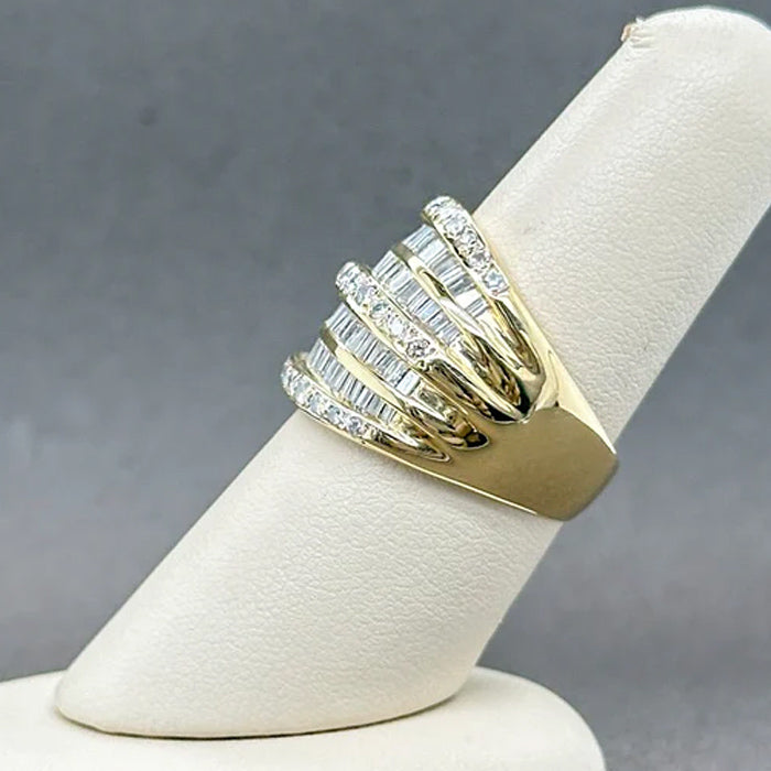 4.02ctw Round and Baguette Cut Fine Cocktail Row Ring-JOSHINY