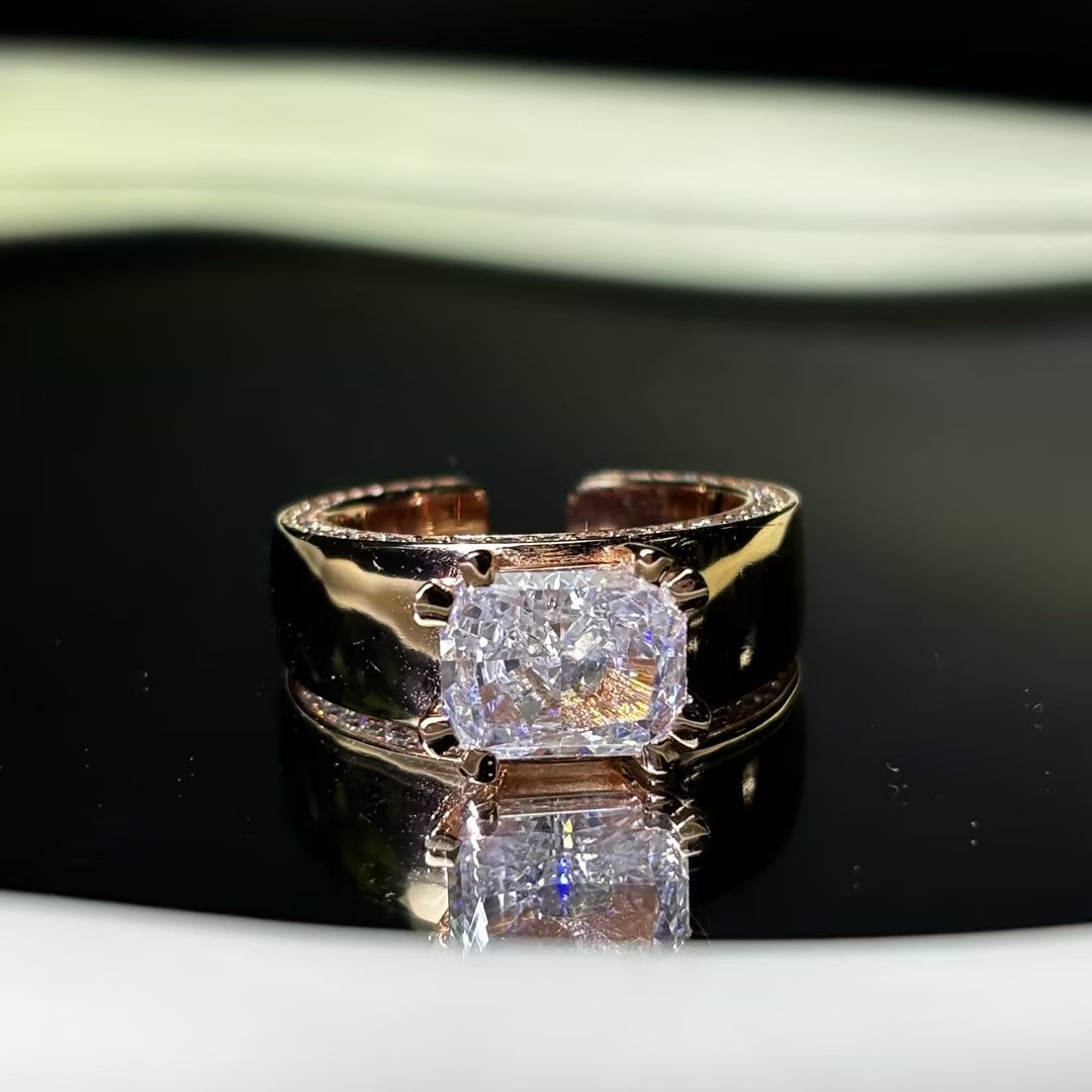 3.5 Ct Radiant Cut Open Top Gemstone Engagement Ring-JOSHINY