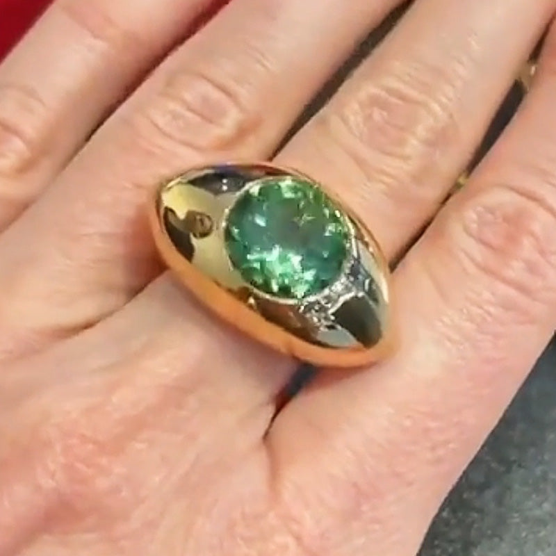 3.5Ct Round Emerald Chunky Ring-JOSHINY
