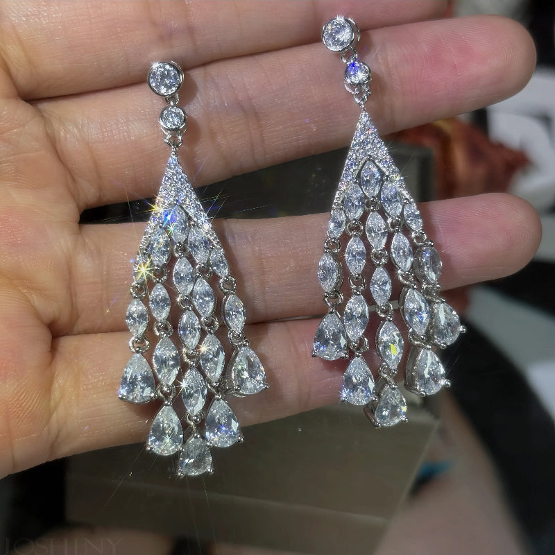 12ctw Stacked Pear & Marquise Shape Gemstone Earrings-JOSHINY