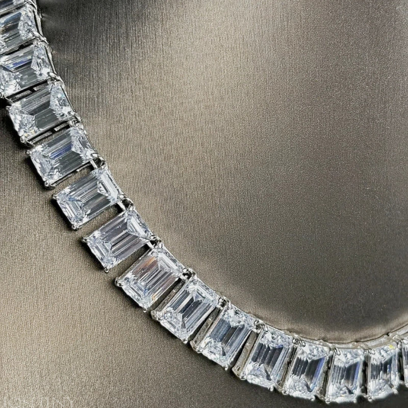 90ctw Emerald Cut Luxury Gemstone Necklace -JOSHINY