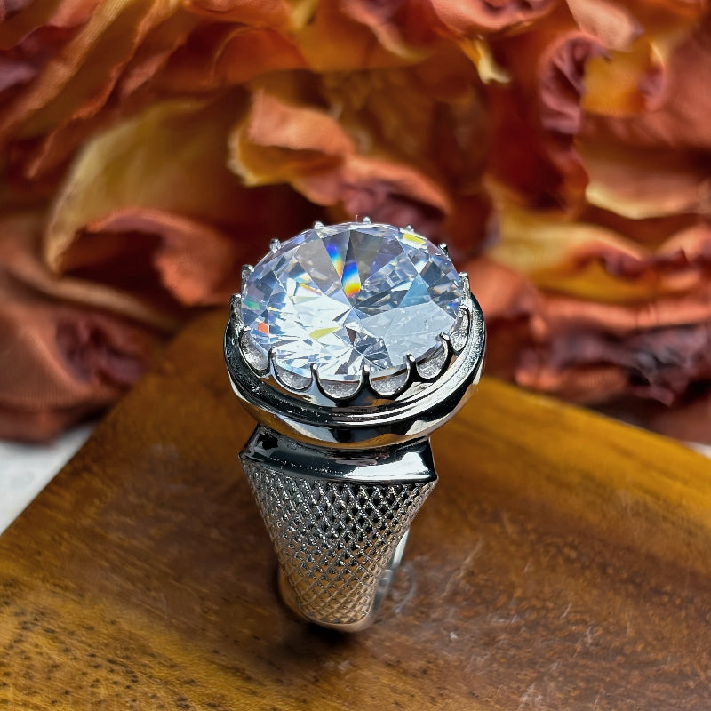 4.0Ct Round Cut Blue Gemstone Stirrup Model Ring -JOSHINY