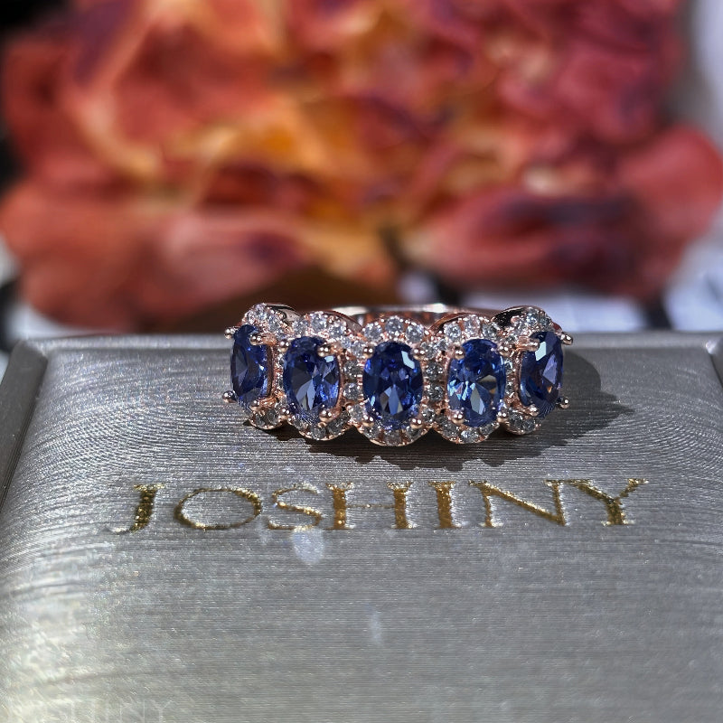 1.5ctw Oval Cut Cornflower Blue lab Sapphire Ring -JOSHINY