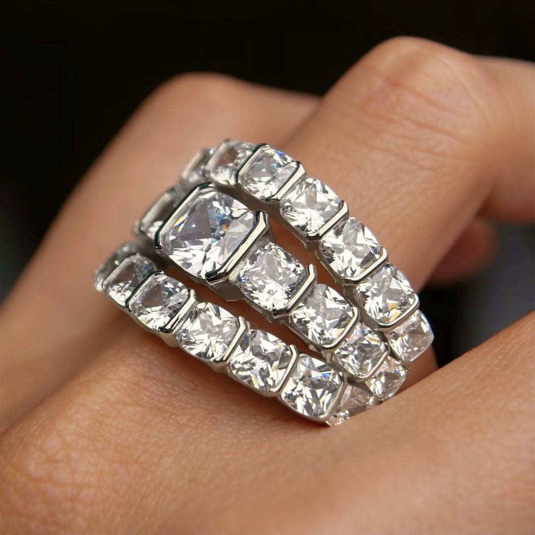 Exquisite 12 ctw Asscher Cut White Gemstone Engagement Ring -JOSHINY