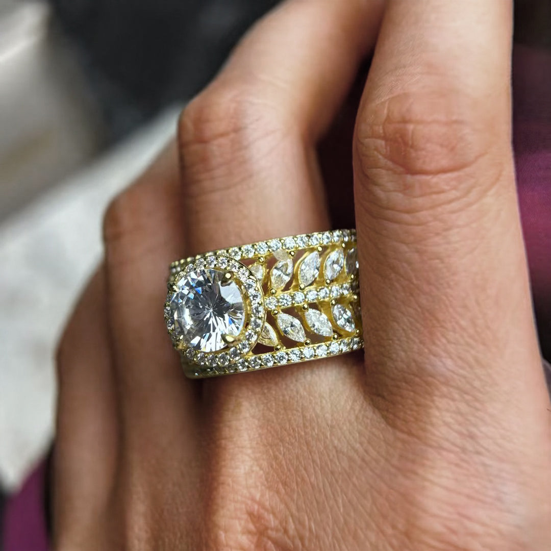 6.2ctw Round Marquise Gemstone Engagement Ring-JOSHINY