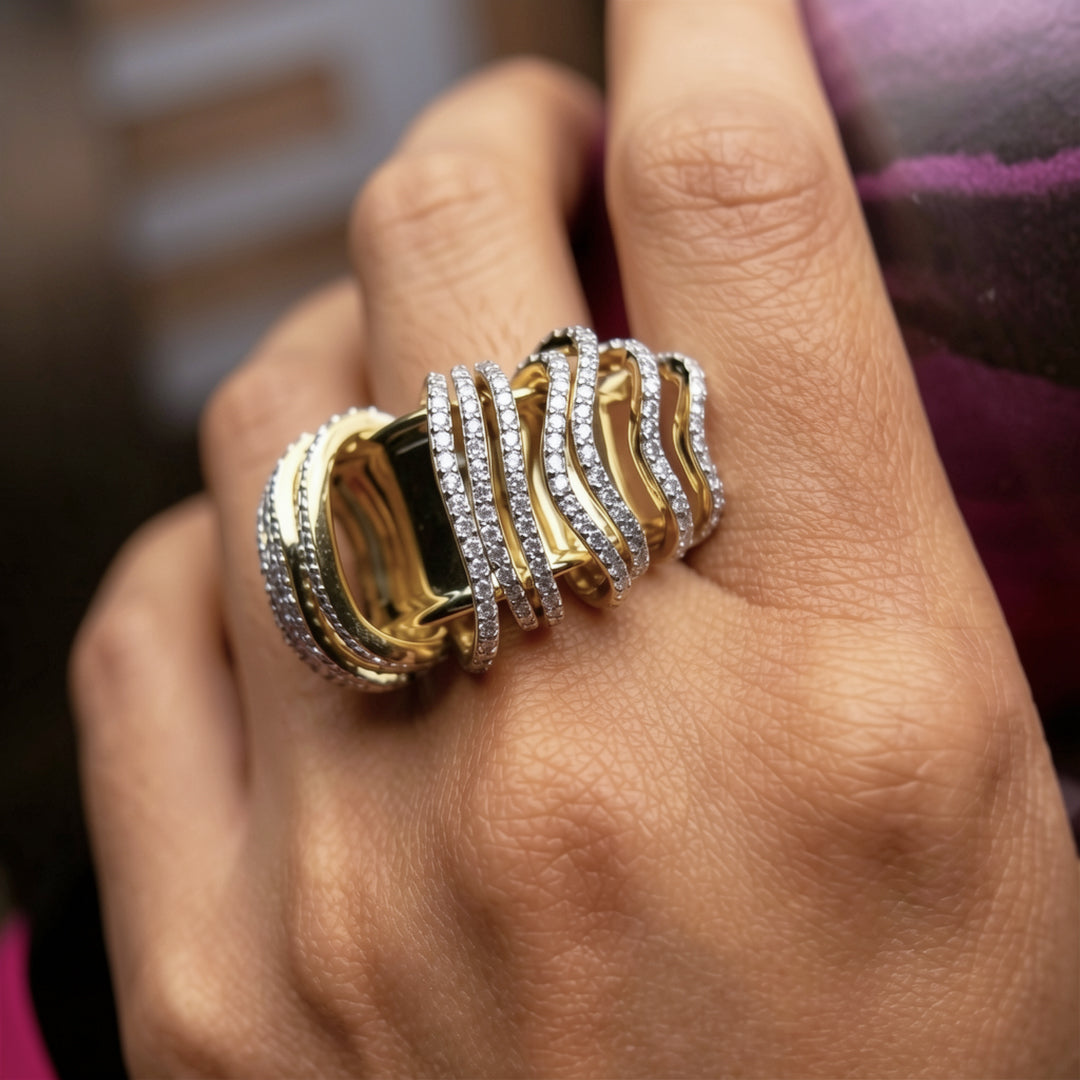 3.2Ctw Multi-layer Art Ring-JOSHINY