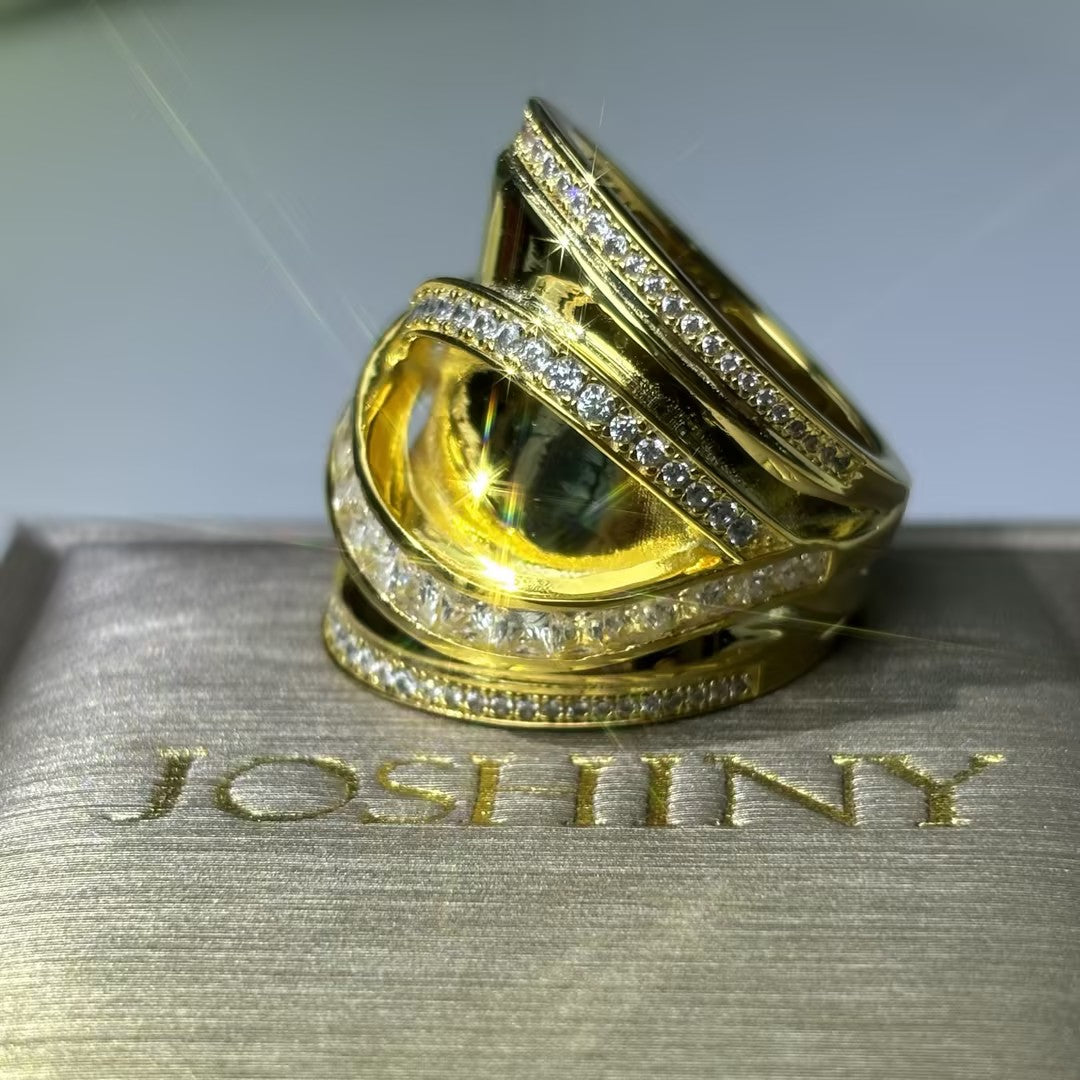 Stylish 1 ctw Round & Square Cut White Gemstone Halo Ring -JOSHINY