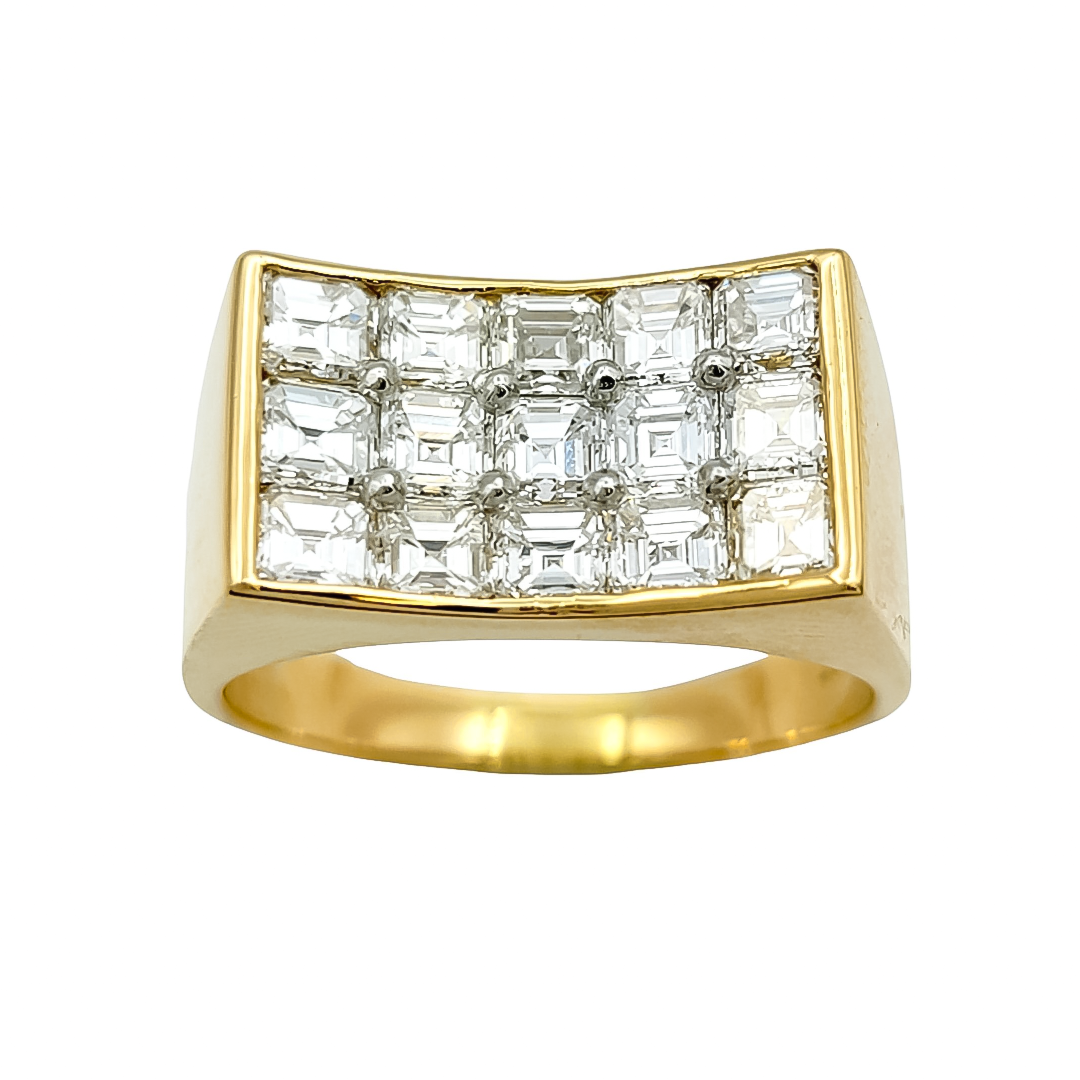 Stylish 1.5 ctw Asscher Cut White Gemstone Pave Ring -JOSHINY